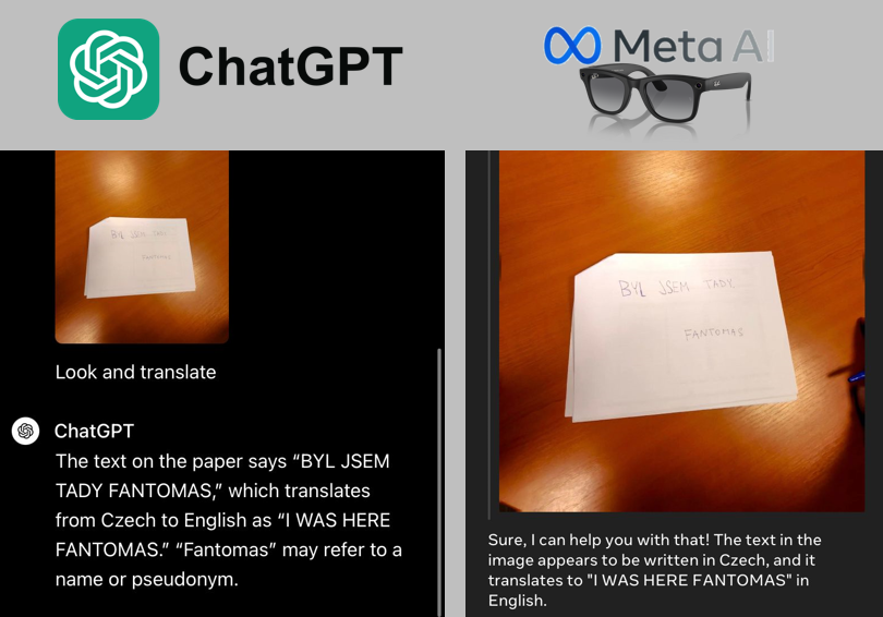 RayBan Meta & AI beta (vs. ChatGPT)